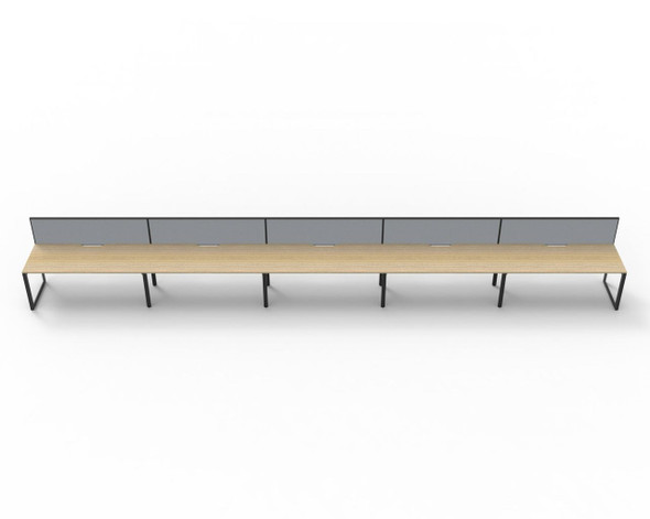 Rapidline 5 Person Workstation Deluxe Infinity Single Sided Loop Leg 1800 x 750mm with Screen Natural Oak / Black Satin