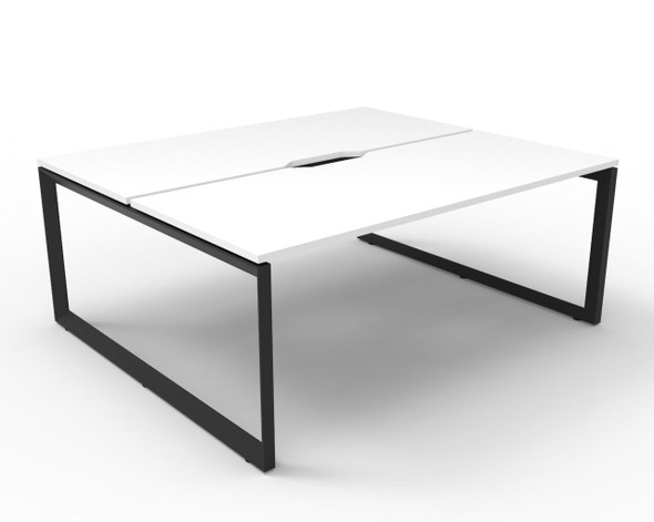 Rapidline Deluxe Infinity Back to Back 2 Person Workstation Loop Leg 1200 x 750mm Natural White / Black Satin