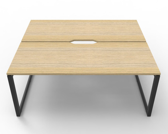 Rapidline 2 Person Deluxe Infinity Back to Back Workstation Loop Leg 1200 x 750mm Natural Oak / Black Satin