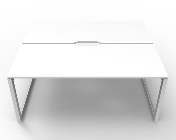 Rapidline 2 Person Deluxe Infinity Back to Back Workstation Loop Leg 1200 x 750mm Natural White / White Satin