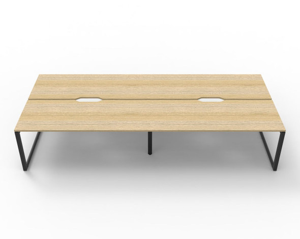 Rapidline 4 Person Workstation Deluxe Infinity Back to Back Loop Leg 1200 x 750mm Natural Oak / Black Satin