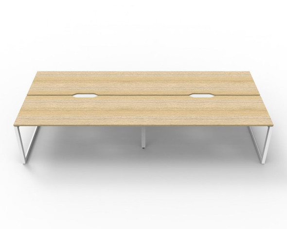 Rapidline 4 Person Workstation Deluxe Infinity Back to Back Loop Leg 1200 x 750mm Natural Oak / White Satin