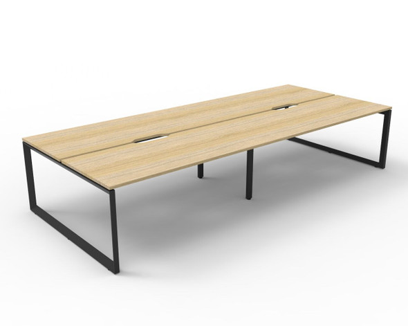 Rapidline Deluxe Infinity Back to Back 4 Person Workstation Loop Leg 1800 x 750mm Natural Oak / Black Satin