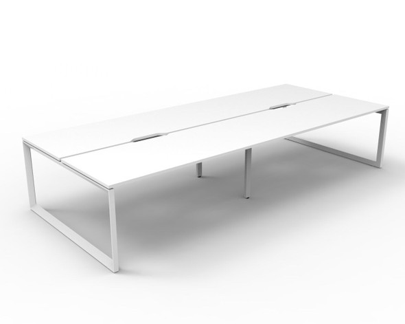 Rapidline Deluxe Infinity Back to Back 4 Person Workstation Loop Leg 1800 x 750mm Natural White / White Satin