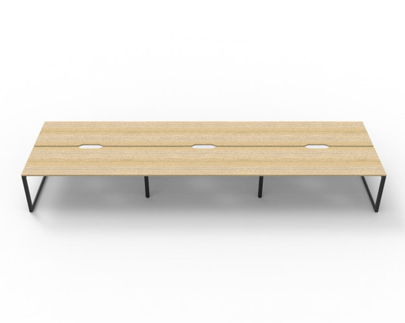 Rapidline 6 Person Workstation Deluxe Infinity Back to Back Loop Leg 1200 x 750mm Natural Oak / Black Satin