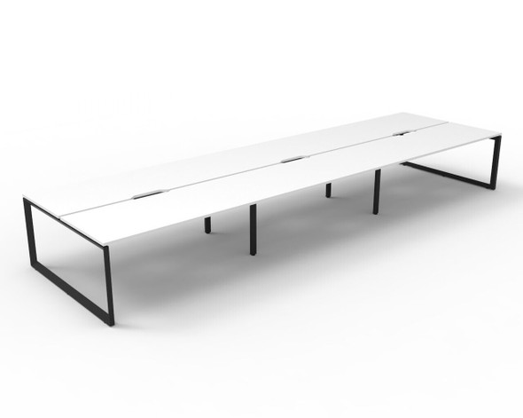 Rapidline Deluxe Infinity Back to Back 6 Person Workstation Loop Leg 1800 x 750mm Natural White / Black Satin