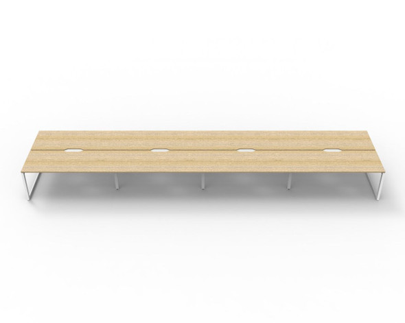Rapidline 8 Person Workstation Deluxe Infinity Back to Back Loop Leg 1200 x 750mm Natural Oak / White Satin