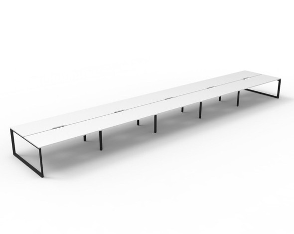 Rapidline Deluxe Infinity Back to Back 10 Person Workstation Loop Leg 1800 x 750mm Natural White / Black Satin