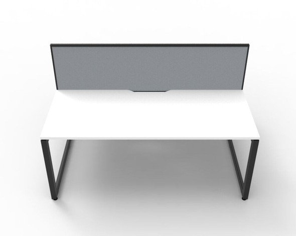 Rapidline 2 Person Deluxe Infinity Back to Back Workstation Loop Leg 1200 x 750mm with Screen Natural White / Black Satin