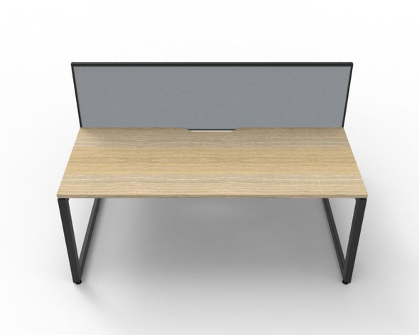Rapidline 2 Person Deluxe Infinity Back to Back Workstation Loop Leg 1800 x 750mm with Screen Natural Oak / Black Satin