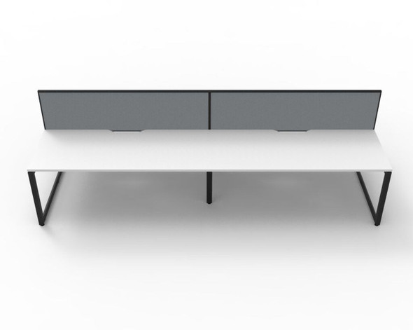Rapidline 4 Person Deluxe Infinity Back to Back Workstation Loop Leg 1800 x 750mm with Screen Natural White / Black Satin