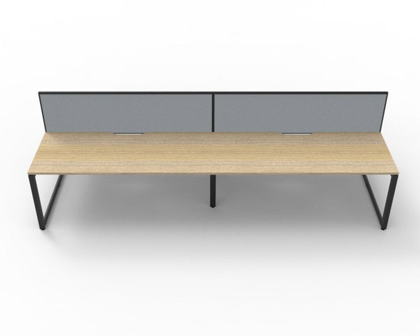 Rapidline 4 Person Deluxe Infinity Back to Back Workstation Loop Leg 1800 x 750mm with Screen Natural Oak / Black Satin