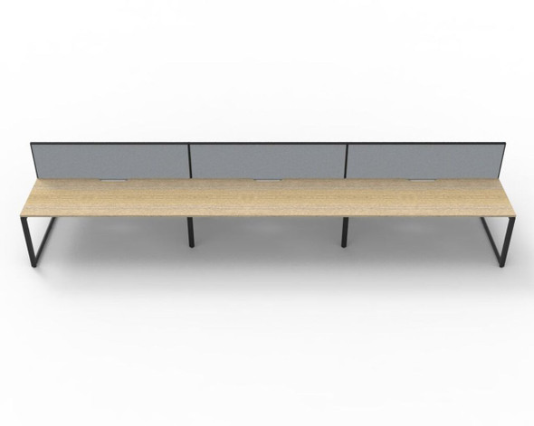 Rapidline 6 Person Deluxe Infinity Back to Back Workstation Loop Leg 1200 x 750mm with Screen Natural Oak / Black Satin