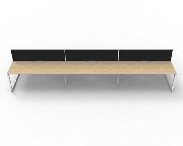 Rapidline 6 Person Deluxe Infinity Back to Back Workstation Loop Leg 1200 x 750mm with Screen Natural Oak / White Satin
