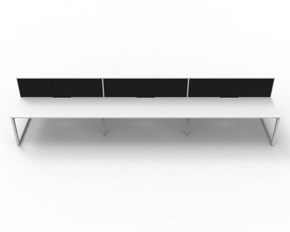Rapidline 6 Person Deluxe Infinity Back to Back Workstation Loop Leg 1800 x 750mm with Screen Natural White / White Satin