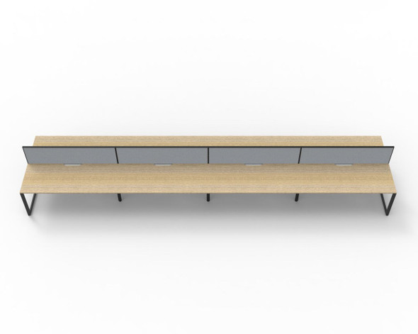 Rapidline 8 Person Workstation Deluxe Infinity Back to Back Loop Leg 1200 x 750mm with Screen Natural Oak / Black Satin