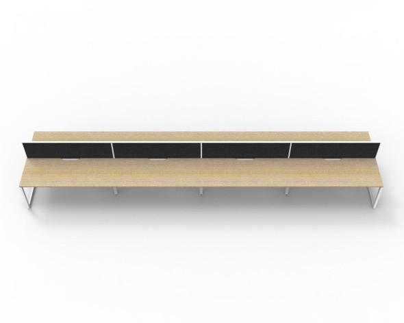 Rapidline 8 Person Workstation Deluxe Infinity Back to Back Loop Leg 1500 x 750mm with Screen Natural Oak / White Satin