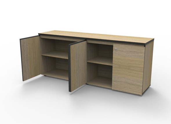 Rapidline Deluxe Infinity Swing 4 Door Cupboard Natural Oak / Black 1800 x 450 x 730mm