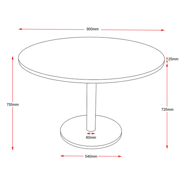 Rapidline Estilo Table Round Flat Disc Base 900mm Diameter Natural White / Stainless Steel