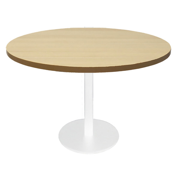 Rapidline Estilo Round Table Flat Disc Base 1200mm Diameter Natural Oak / White