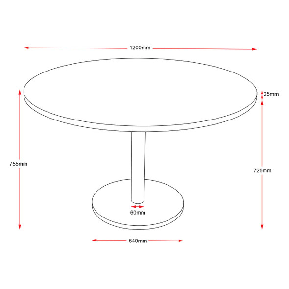 Rapidline Estilo Table Round Flat Disc Base 1200mm Diameter Natural White / Black