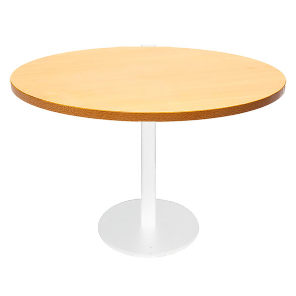 Rapidline Estilo Round Table Flat Disc Base 1200mm Diameter Beech / White