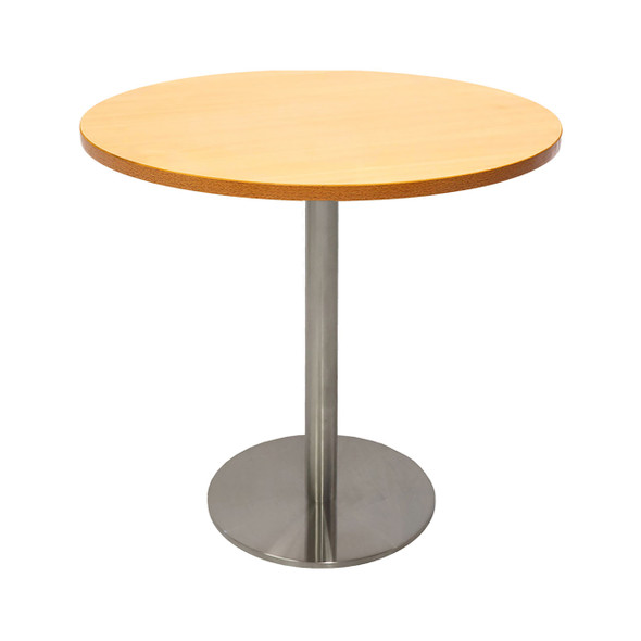 Rapidline Estilo Round Table Flat Disc Base 900mm Diameter Beech / Stainless Steel
