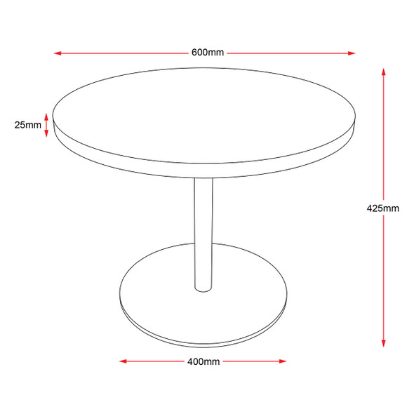 Rapidline Estilo Coffee Table Round Flat Disc Base 600mm Diameter Cherry / Black
