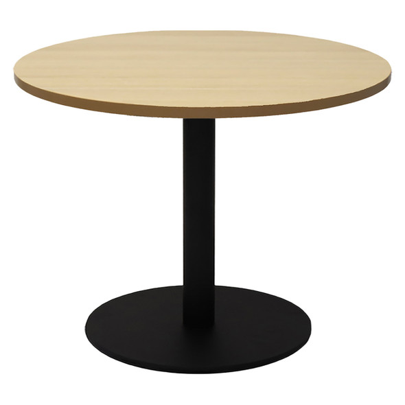 Rapidline Estilo Round Coffee Table Flat Disc Base 600mm Diameter Natural Oak / Black