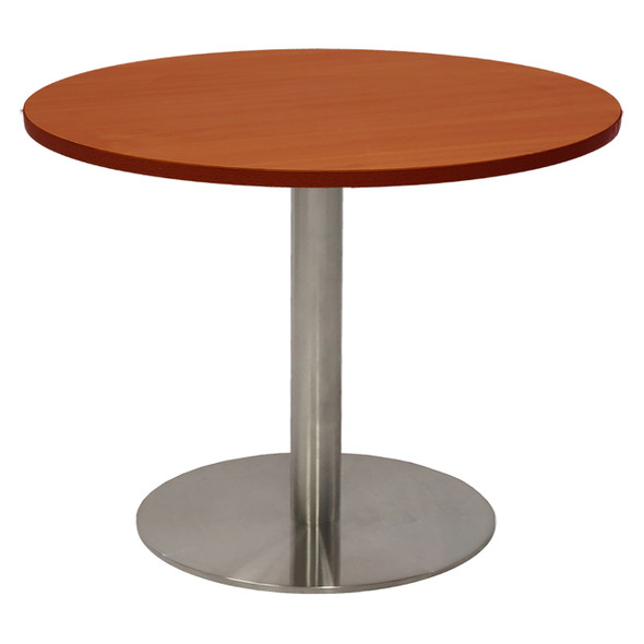 Rapidline Estilo Round Coffee Table Flat Disc Base 600mm Diameter Cherry / Stainless Steel
