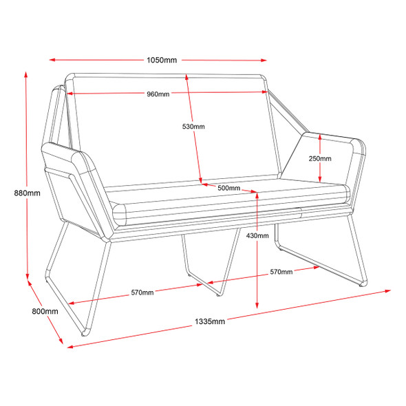 Rapidline Cardinal Lounge Chair 2 Seater Light Blue