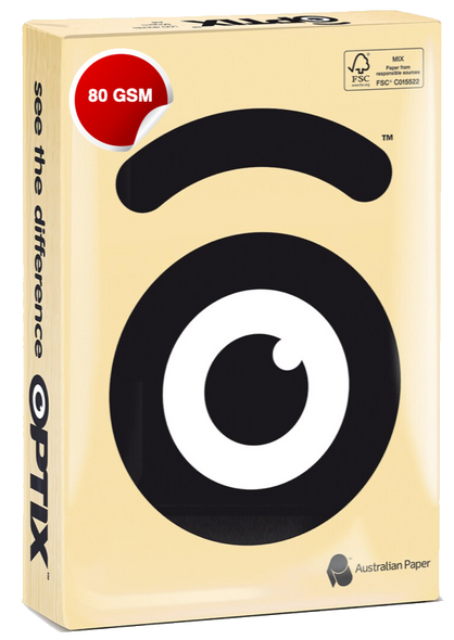 Optix Paper 80gsm A4 Kula Cream Pack 500 Carton Of 5 Reams