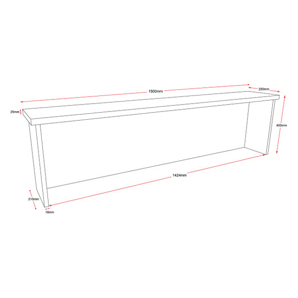 Rapidline Rapid Worker Reception Hob Rectangular 1500 x 350mm Beech / Ironstone