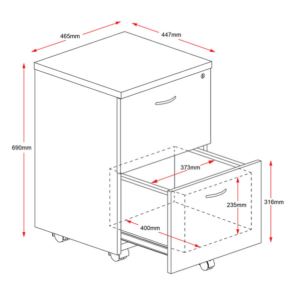 Rapidline Rapid Worker Mobile Pedestal Beech / Ironstone 3 Filing Drawer