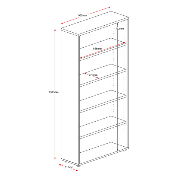 Rapidline Rapid Worker Open Bookcase Beech / Ironstone 4 Adjustable Shelves