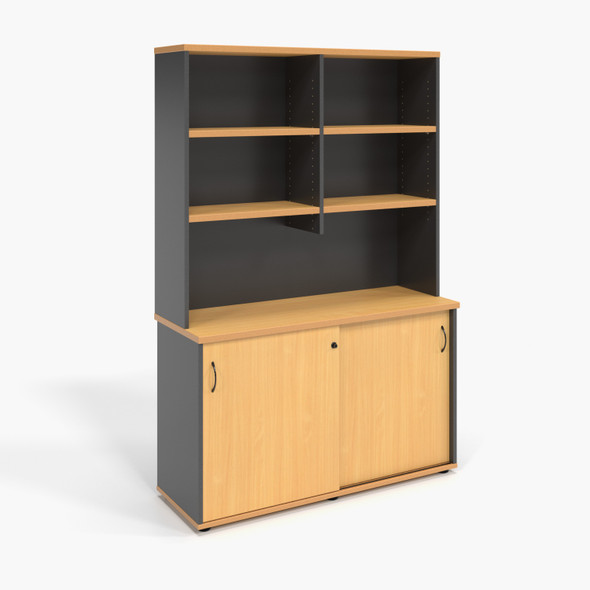 Rapidline Rapid Worker Beech / Ironstone Overhead Hutch 1200 x 315 x 1070mm