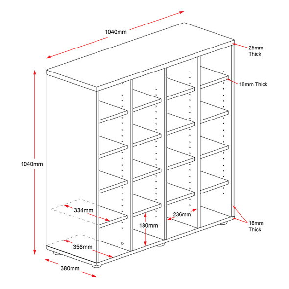 Rapidline Rapid Worker Pigeon 20 Hole Storage Unit Beech / Ironstone 1040 x 380 x 1040mm
