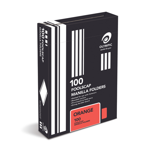 Olympic Manilla Folder Foolscap Orange Box of 100