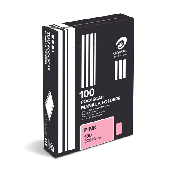 Olympic Manilla Folder Foolscap Pink Box of 100