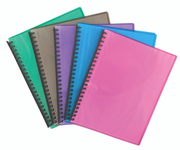 Olympic Display Book Refillable A4 20 Pages Ribbed Fluoro Assorted Colours Pack of 20