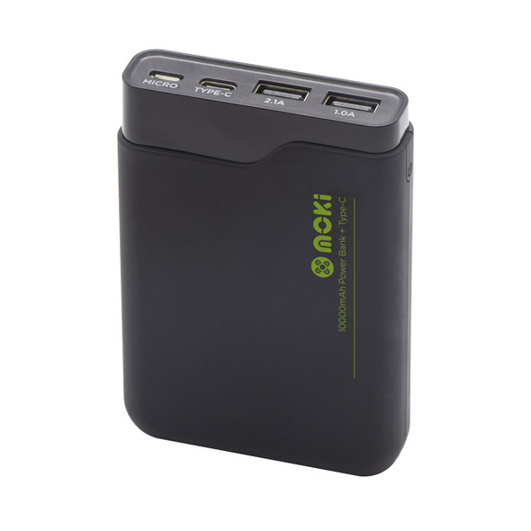 Moki Power Bank Plus USB-A and USB-C 10000mAh Black