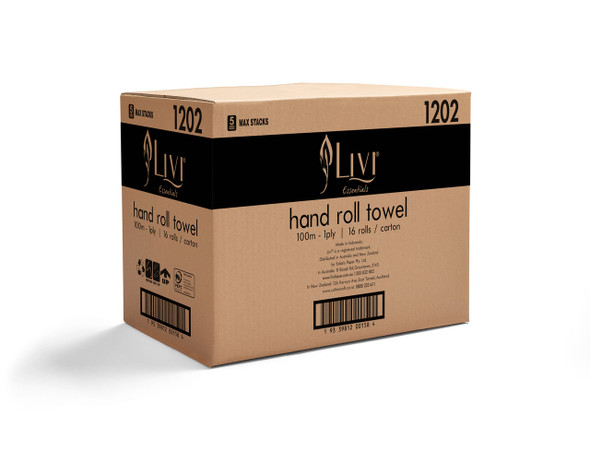 Livi 1202 1 Ply 100m Carton 16 Essentials Roll Towel