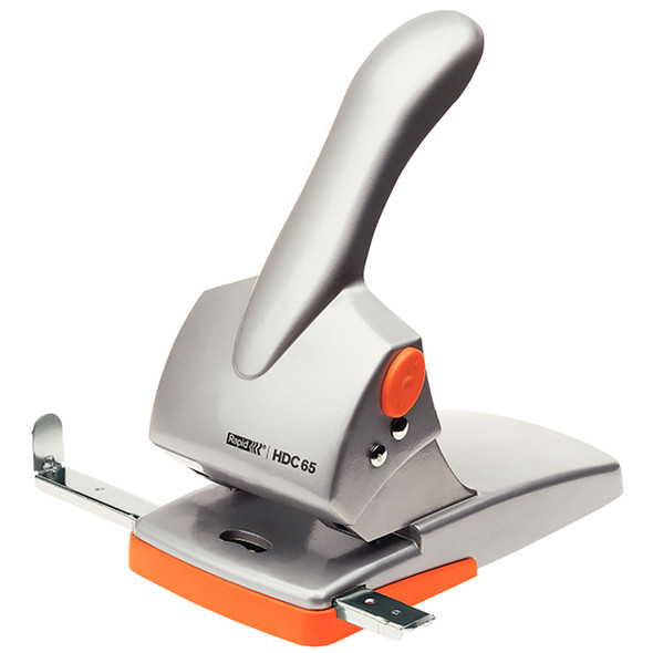 Rapid HDC65 Heavy Duty 2 Hole 65 Sheet Punch Silver Orange