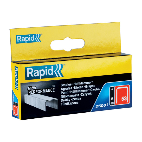 Rapid No.53 Finewire Staples 8mm Box 2500