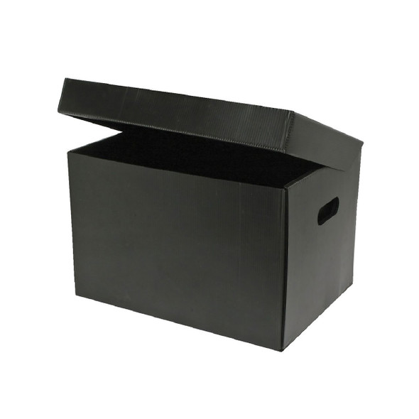 Marbig Corflute Box with Attached Lid Black