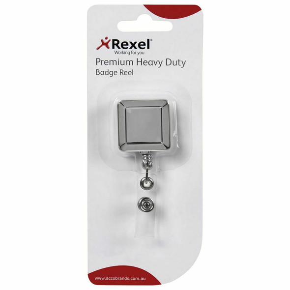 Rexel Premium Heavy Duty Badge Reel Chrome Pack of 12