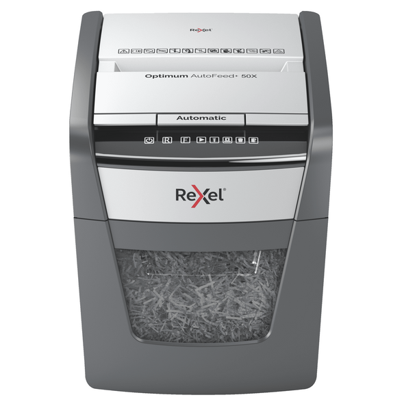 Rexel Optimum AutoFeed+ 50X Cross Cut Paper Shredder Black