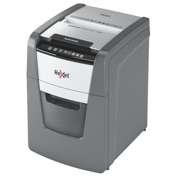 Rexel Black Optimum AutoFeed+ 100X Cross Cut Paper Shredder