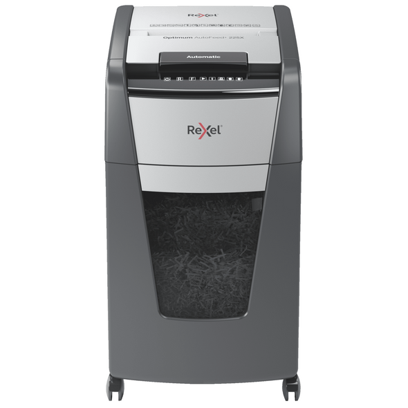 Rexel Optimum AutoFeed+ 225X Cross Cut Paper Shredder Black