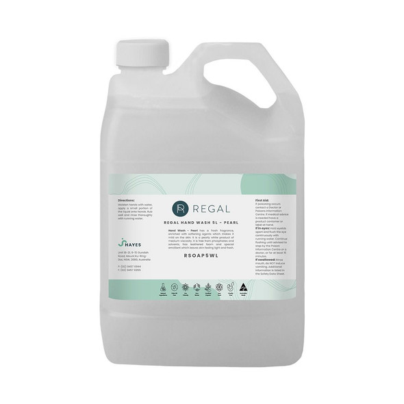 Regal White Pearl Hand Wash 5L Bulk Bottle for Dispensers Regal White Pearl Hand Wash 5L Bulk Bottle for Dispensers